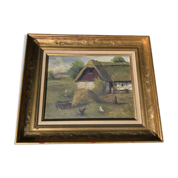 Peinture à l'huile vintage de la ferme par Henning Bjørn