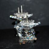 SWAROVSKI candle holder three candles in cut crystal signed 18.5 x 9 x 4cm