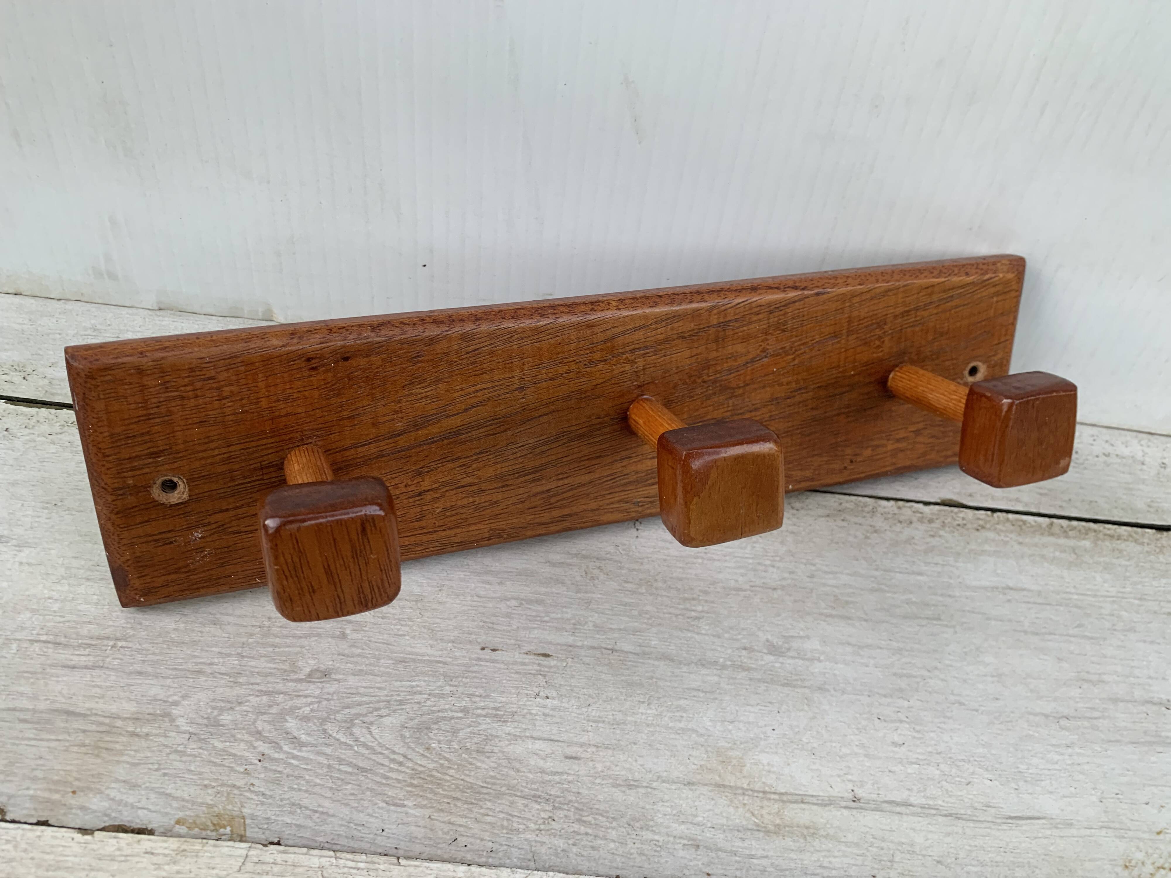 Wooden coat rack wall hooks. 3 French wooden coat hooks