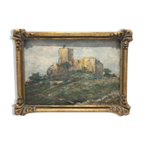 Painting: the castle of brancion signed claude ligonesche