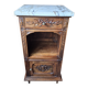 Antique carved bedside table – solid wood and marble in Louis Philippe style