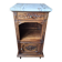 Antique carved bedside table – solid wood and marble in Louis Philippe style