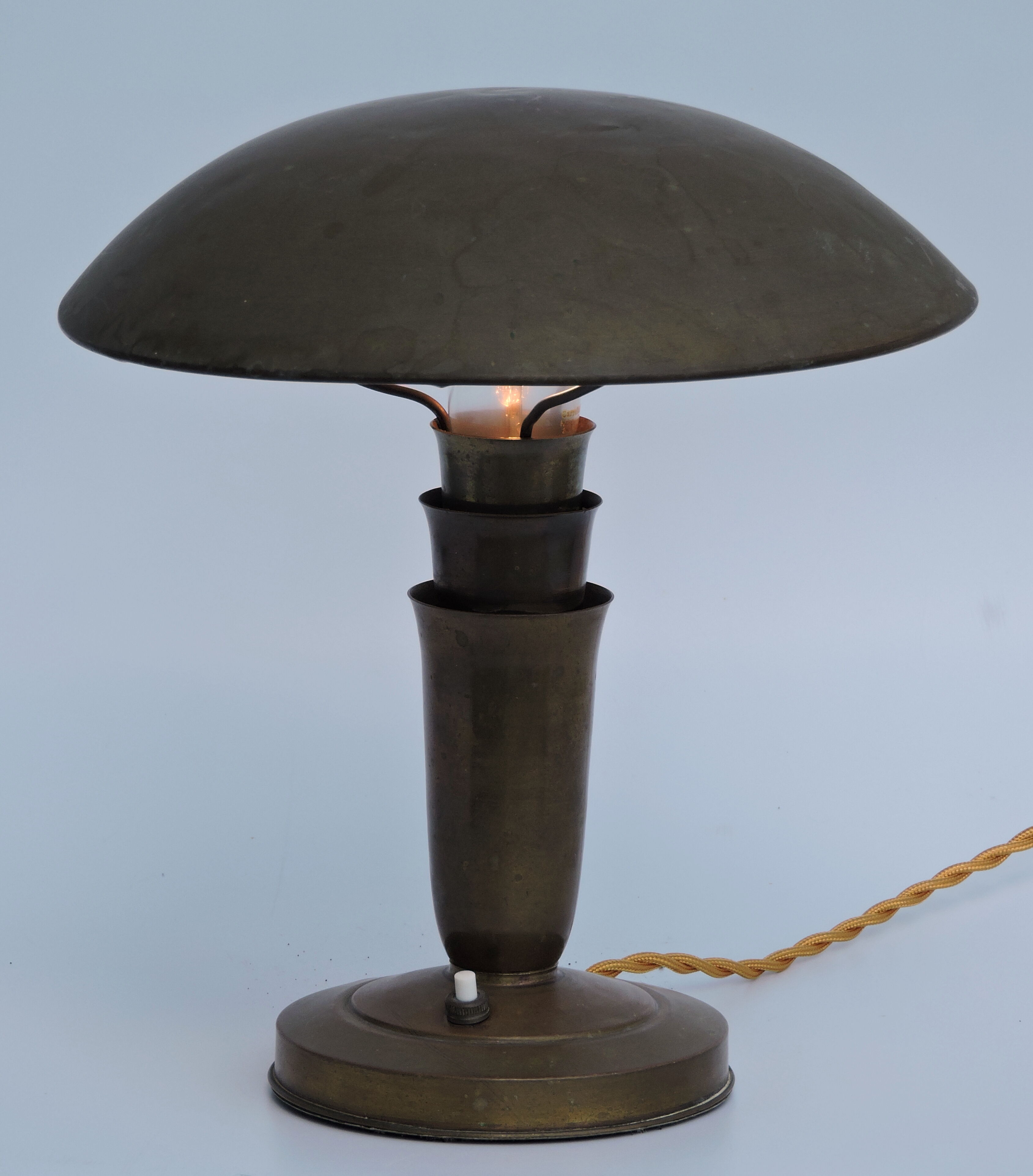 Art Deco bauhaus copper mushroom lamp