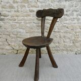 Brutalist chair, solid wood, carved, circa 1950