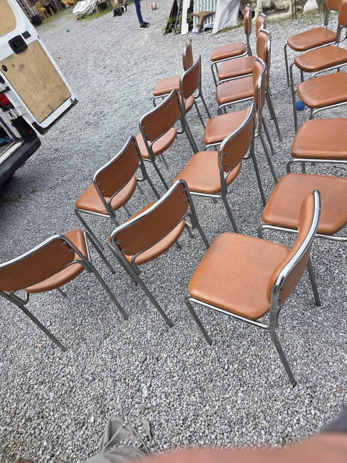 17 chrome metal bistro chairs from the 70s