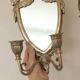 Pair of Vintage Double Arm Italian Brass Sconces with Mirror