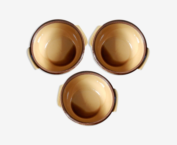 Lot de 3 bols à oreilles de couleur ocre