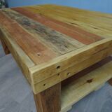 Coffee table with rustic wooden shelf