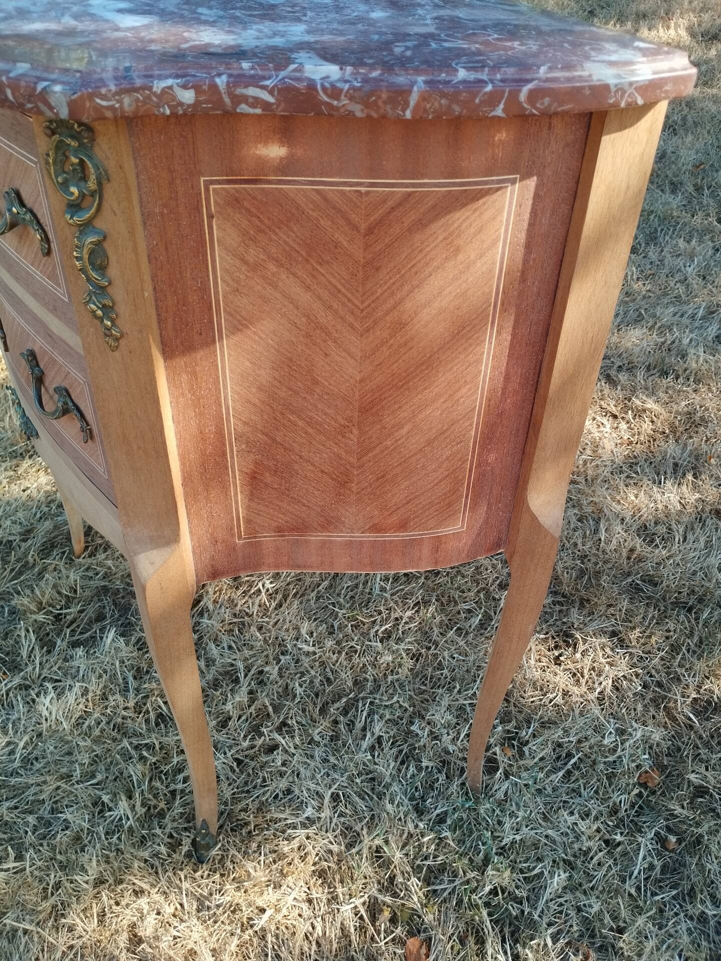 Commode ancienne marqueterie style louis xvi plateau marbre