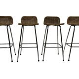 Ensemble de 4 tabourets de bar vintage Dirk van Sliedregt Rohe Noordwolde 1960