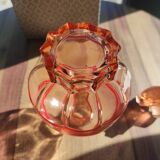 Vintage pink glass flask / bottle / carafe with matching stopper