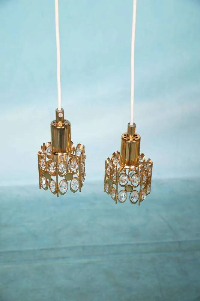 Vintage Palwa suspensions in brass & crystal
