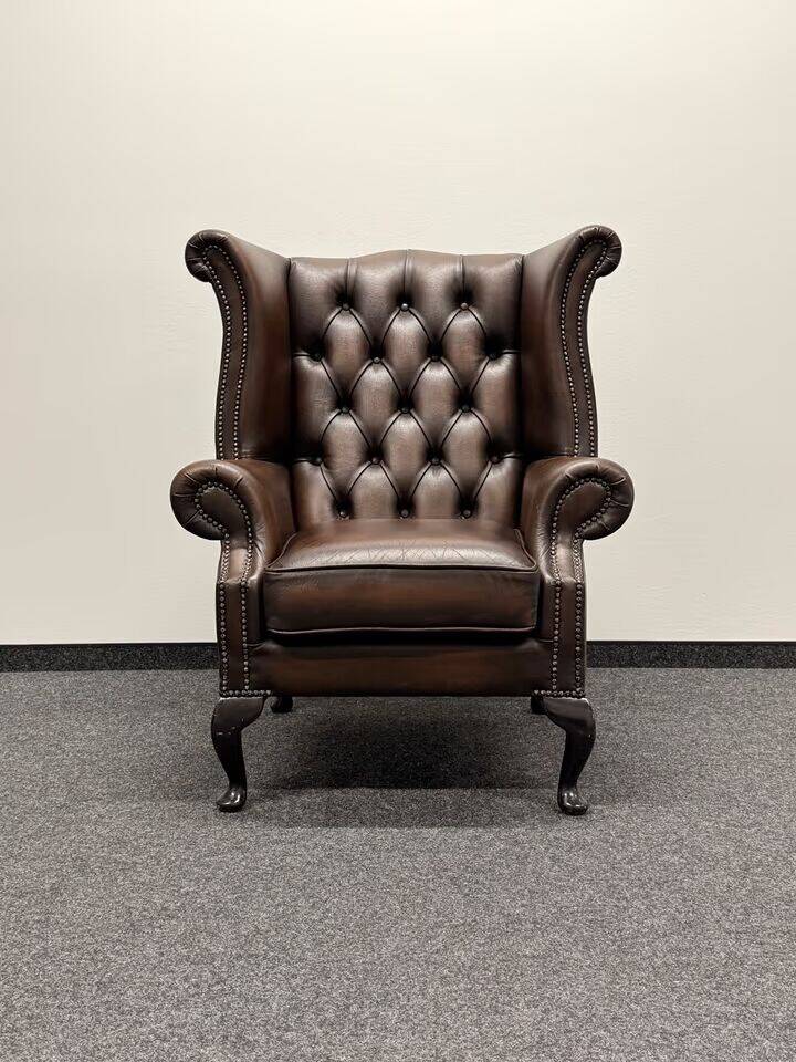 Brown Leather Chesterfield Wing Chair