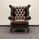 Brown Leather Chesterfield Wing Chair