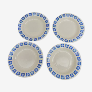 Assiettes vintage en faïence bleu 1950 1960