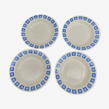 Vintage blue earthenware plates 1950 1960