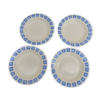 Assiettes vintage en faïence bleu 1950 1960