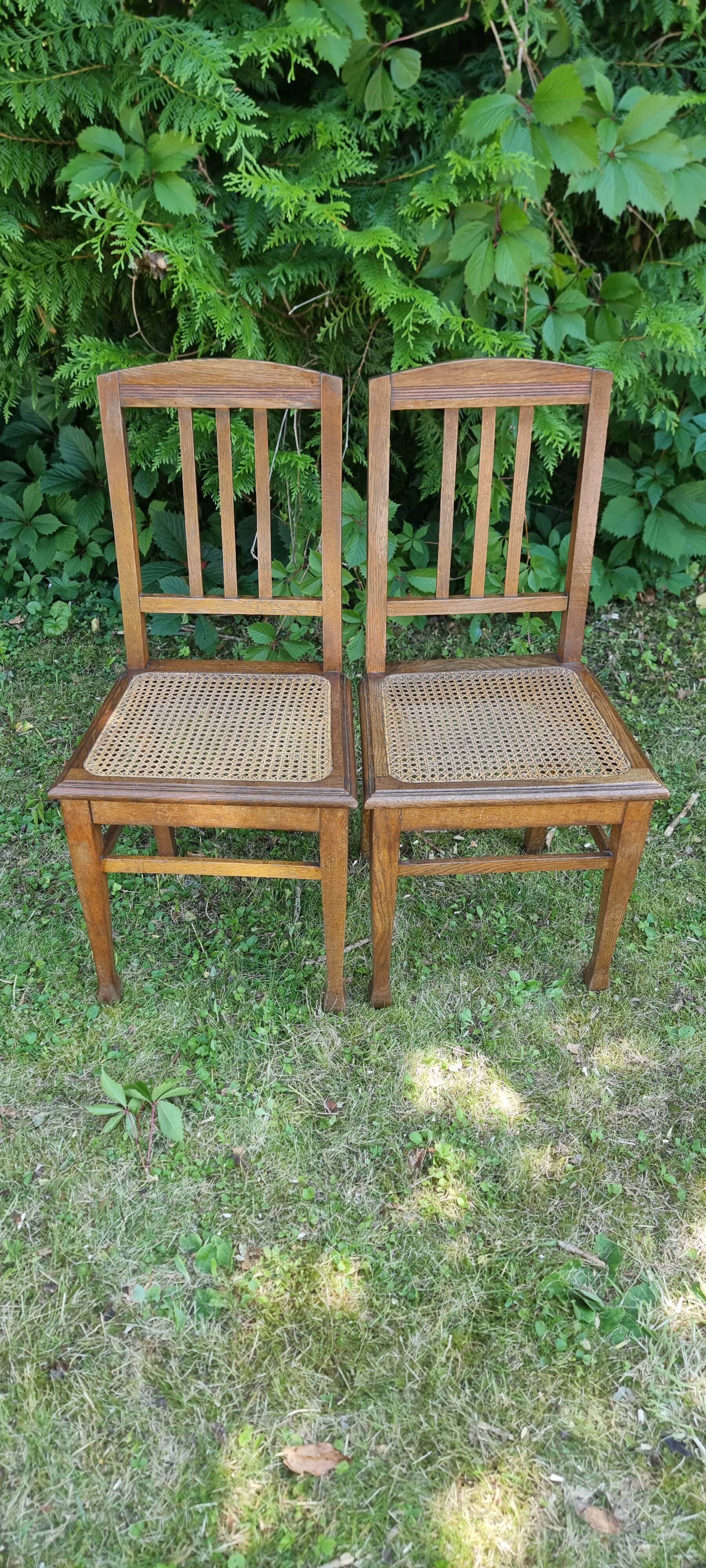 Lot de 2 chaises bistrot cannage bois art nouveau déco
