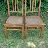 Lot de 2 chaises bistrot cannage bois art nouveau déco