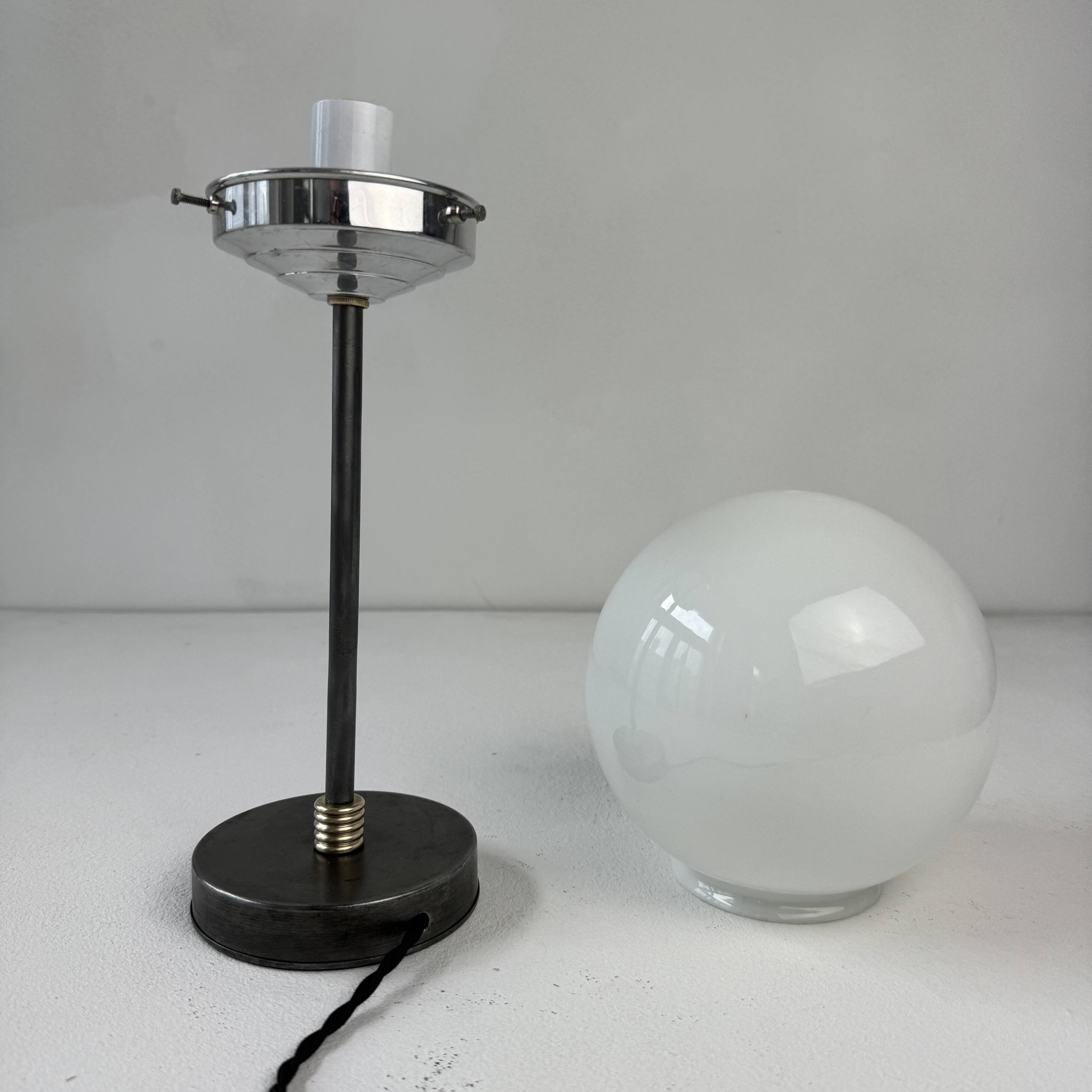Old small vintage opaline table lamp