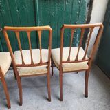 Series of 4 directory chairs in marquetry and cherry wood