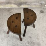 Pair of vintage tripod stools in solid wood