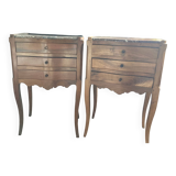 Pair of 18th century 3-drawer bedside tables