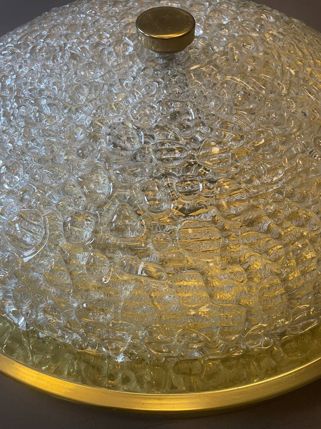 Plafonnier doré en verre de Murano années 70
