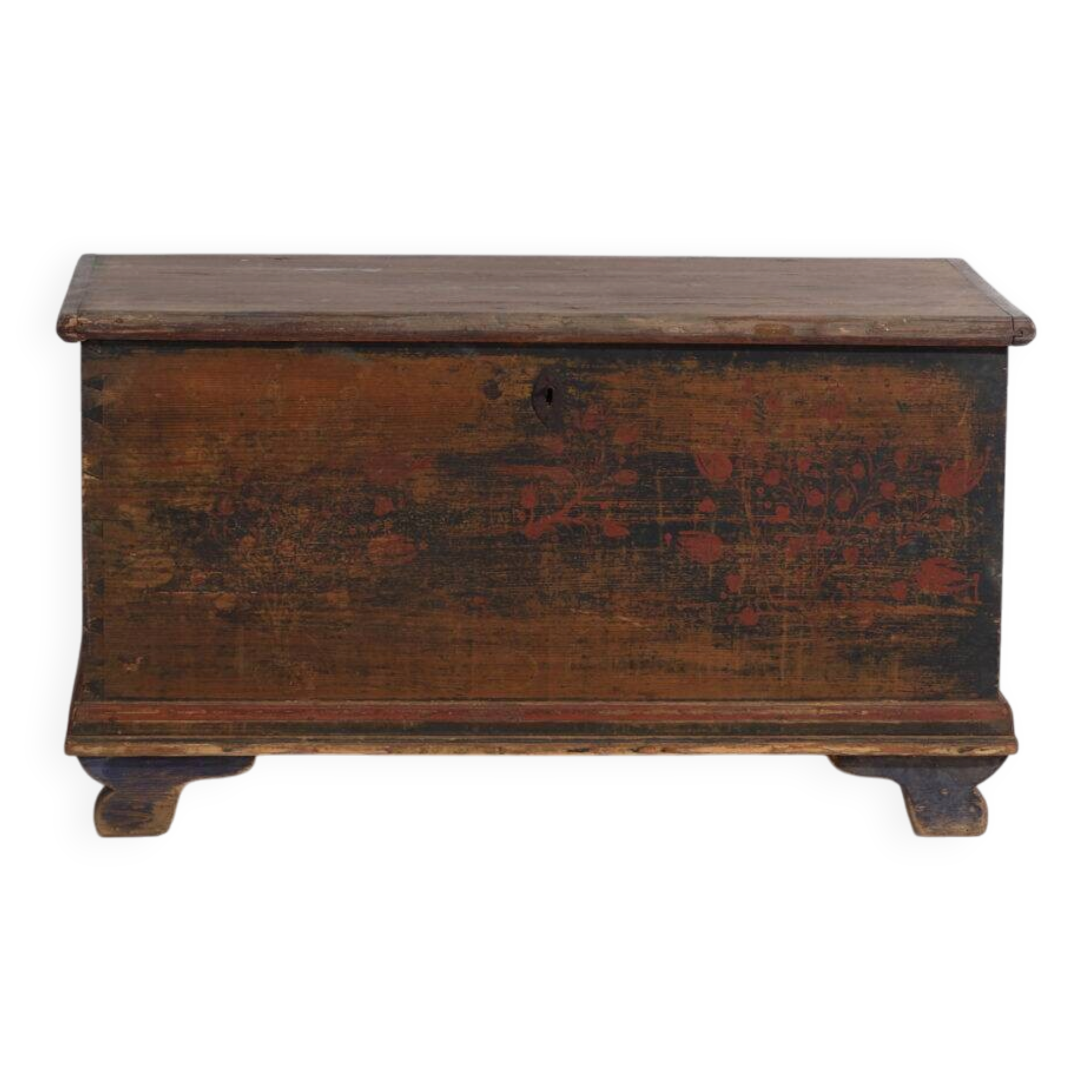 Antique folk art pine chest – Central Europe (c. 1900–1920)