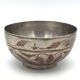 Antique ISLAMIC BOWL in tinned BRASS with engraved decoration and colored patterns