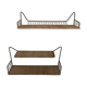 Suite of 2 50s shelves made of metal and rattan