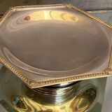 Plate on pedestal hexagonal shape silver metal Regency style