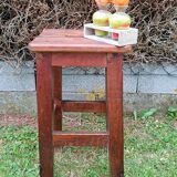 Brutalist style wooden stool