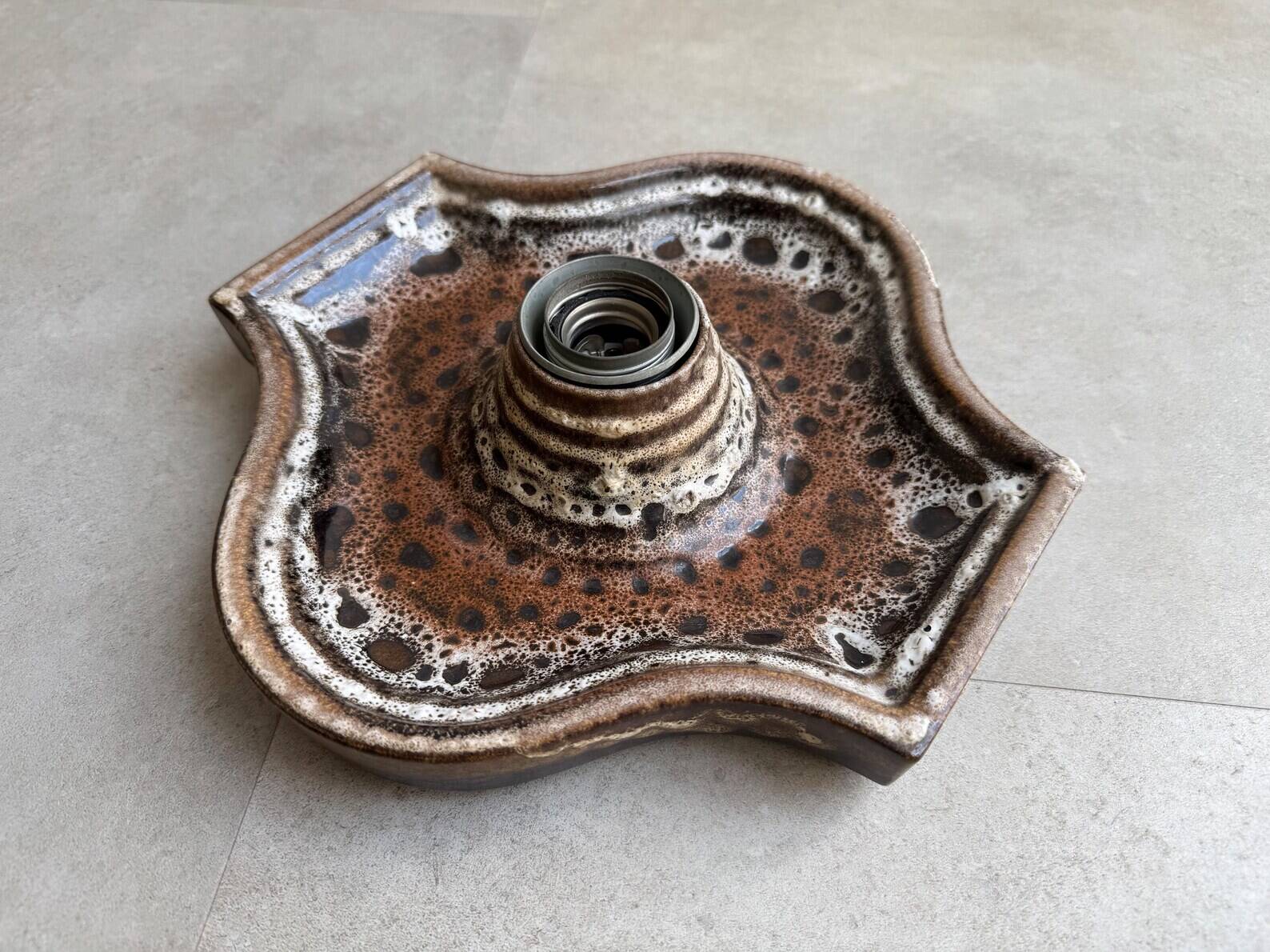 Vintage Fat Lava ceramic Hustadt Leuchten wall lamp