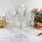 6 cut crystal red wine glasses, French