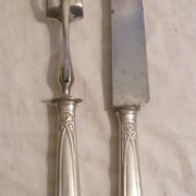Cutlery for cutting meat in silver plated art nouveau style jugenstyl