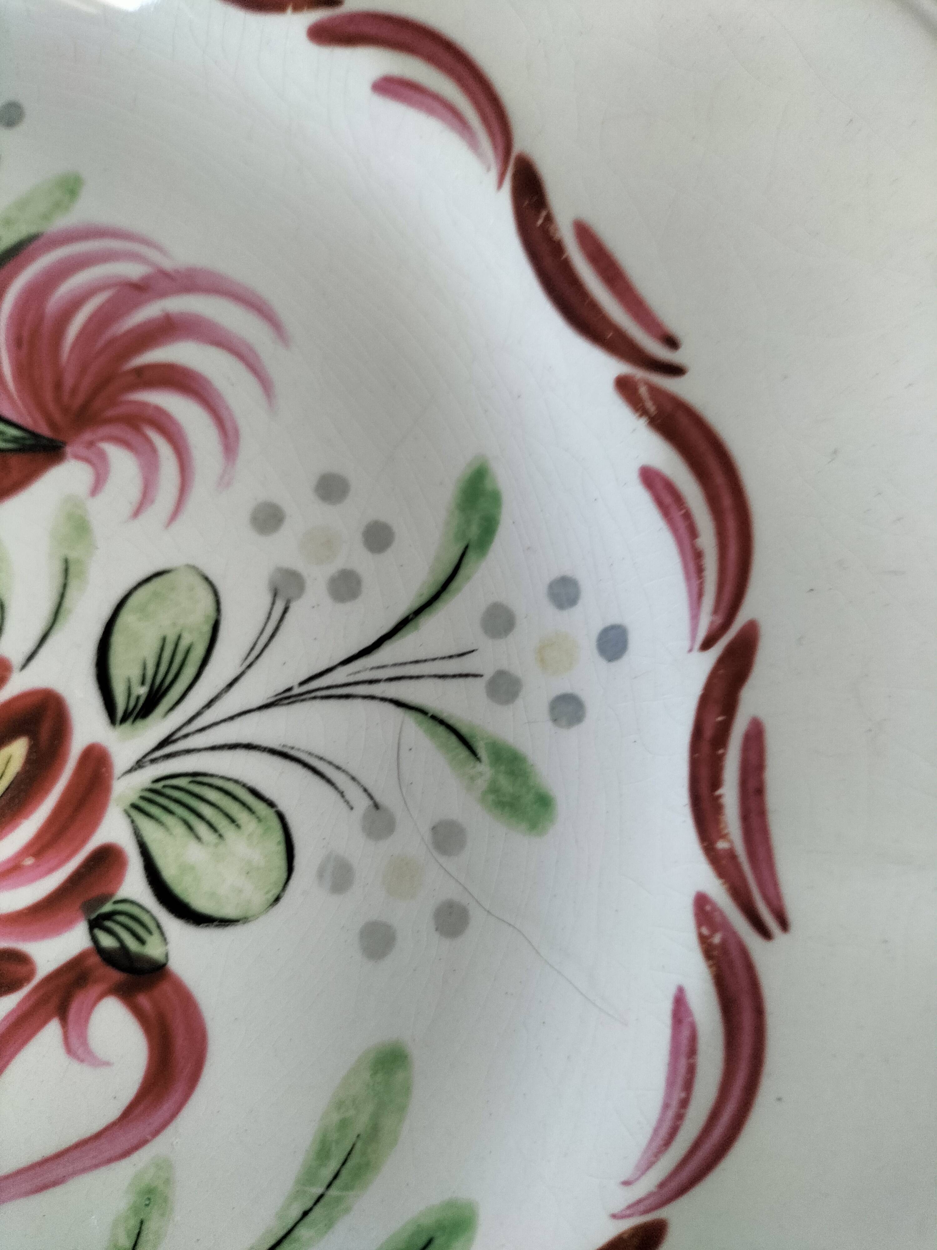 Antique plate with rooster – Keller & Guérin Lunéville