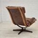 1960s, Scandinavian swivel armchair, brown furniture leather.