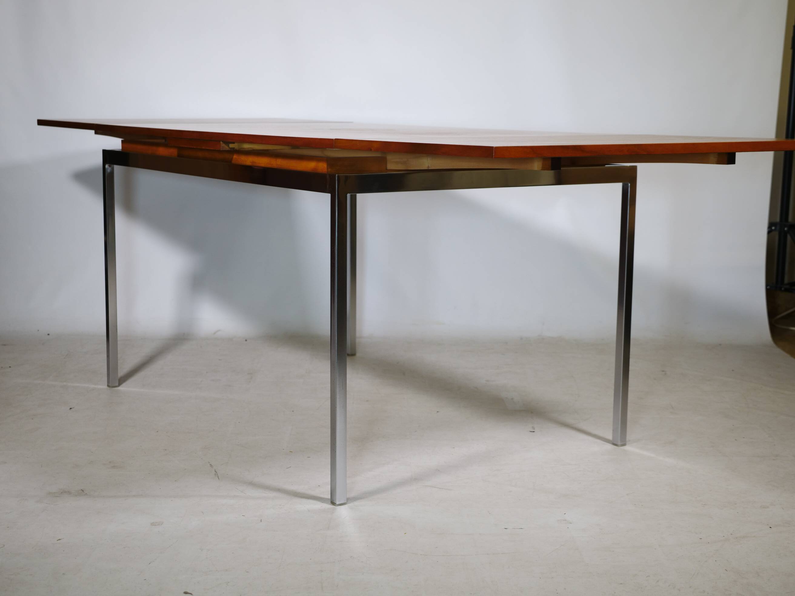 Mid Century Walnut Dining Table with Chrome Base, 1960s