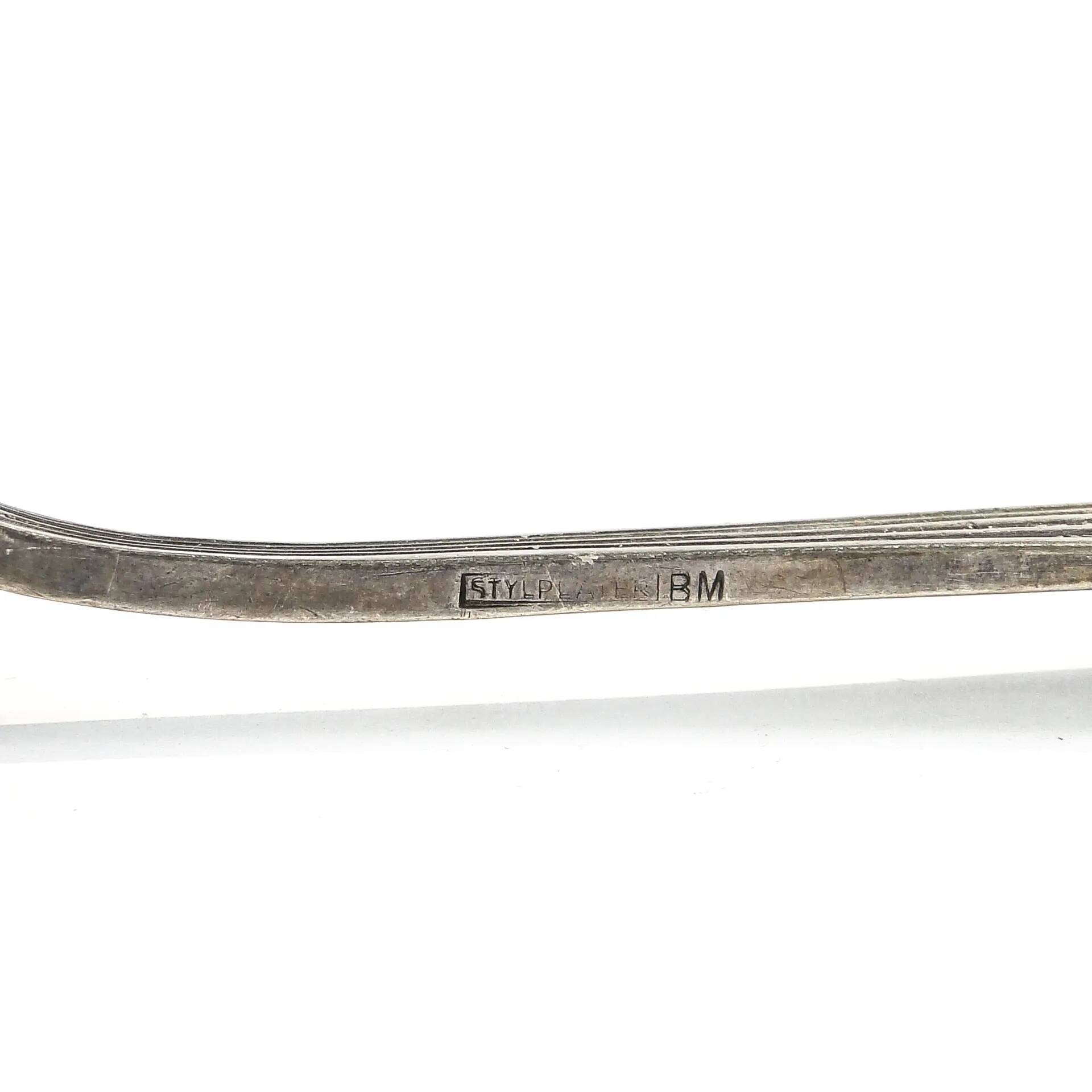 Art Deco sugar spoon, silver-plated brass, Platerstyl, Poland, 1930s