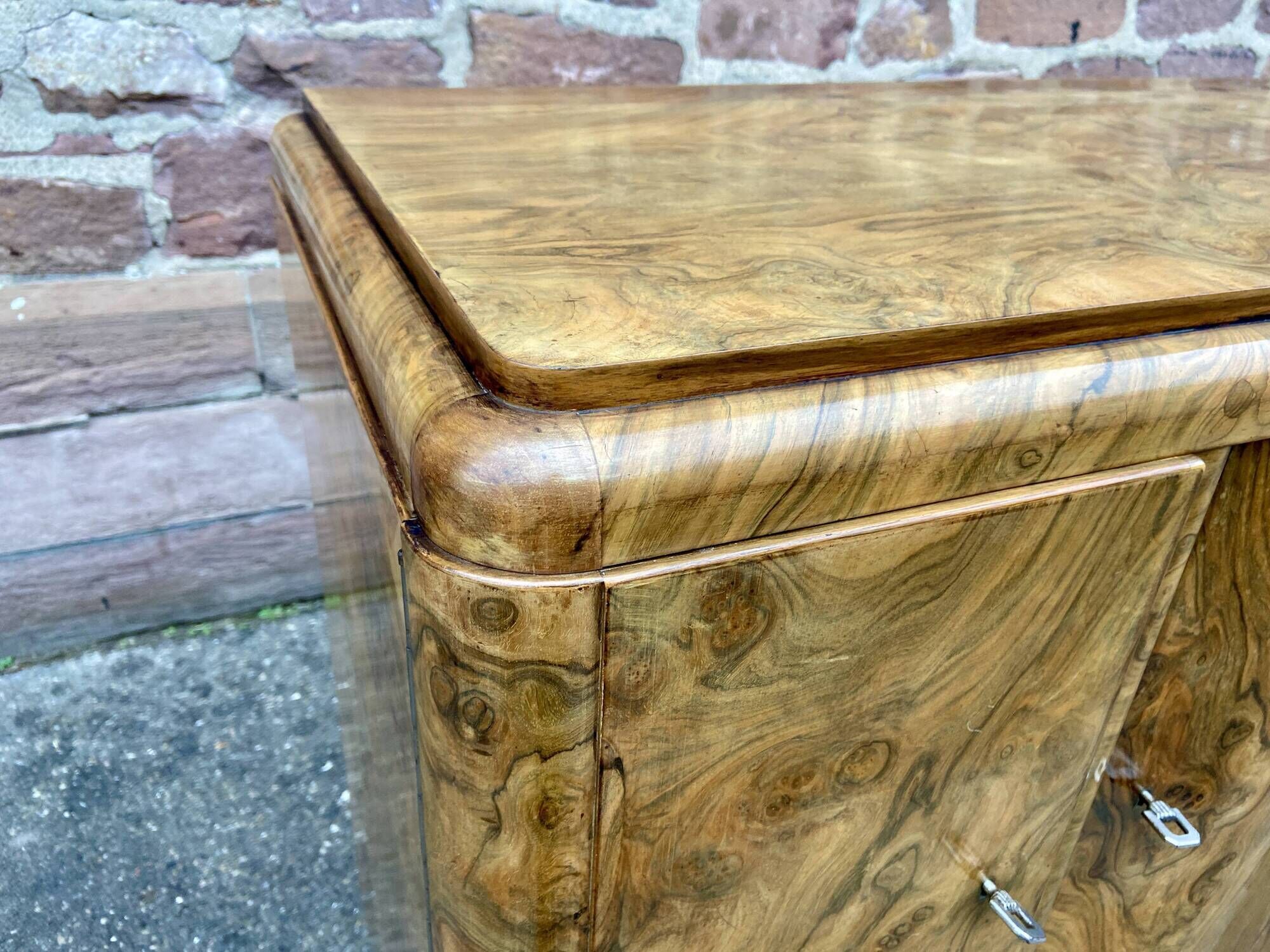 Enfilade art deco mid-century vintage 1950 ronce de noyer