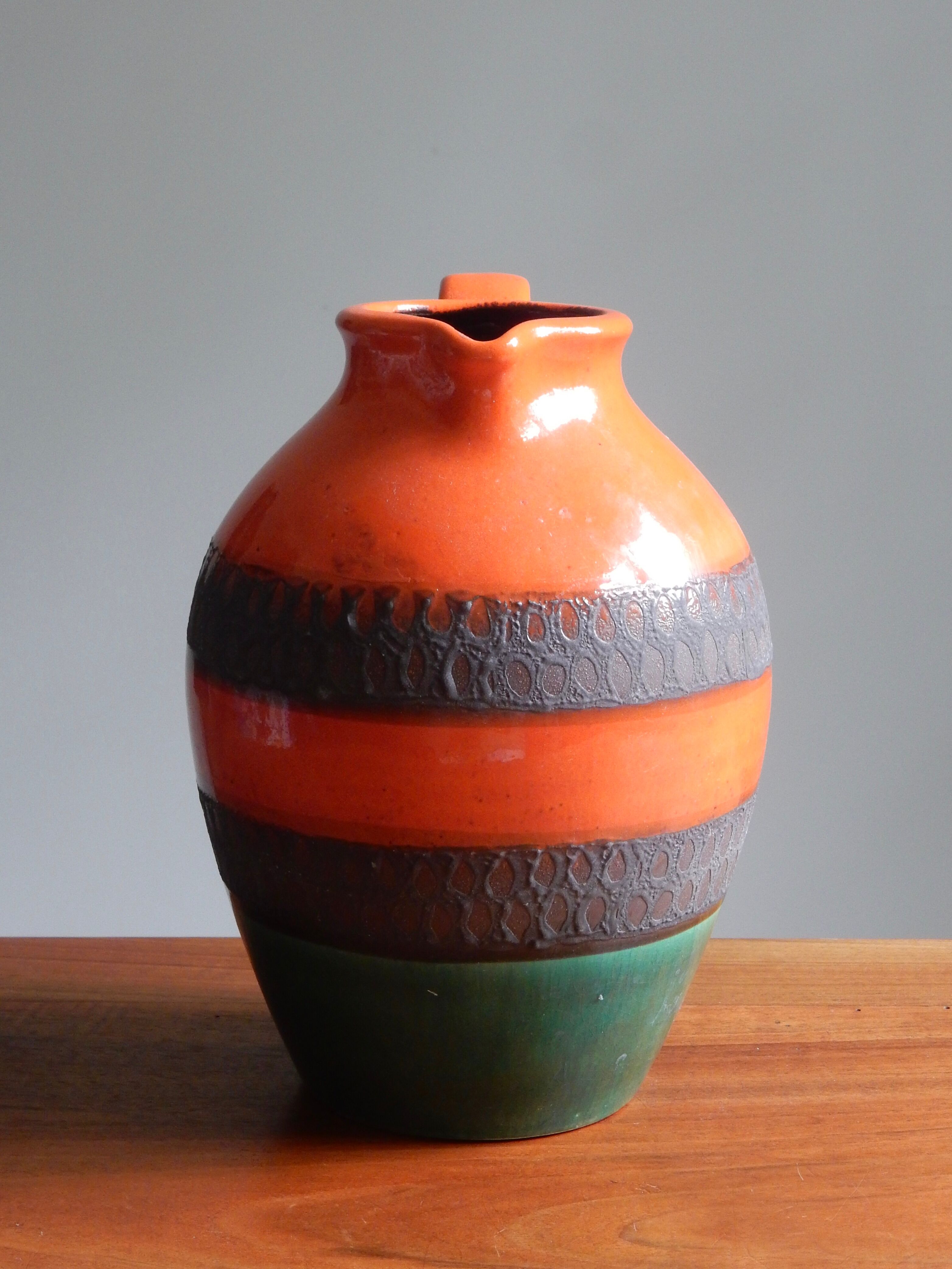 German ceramic orange vase from the 60s