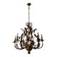 Large mid century patinated gilt tole 8-light chandelier, Hans Kögl, 1960s