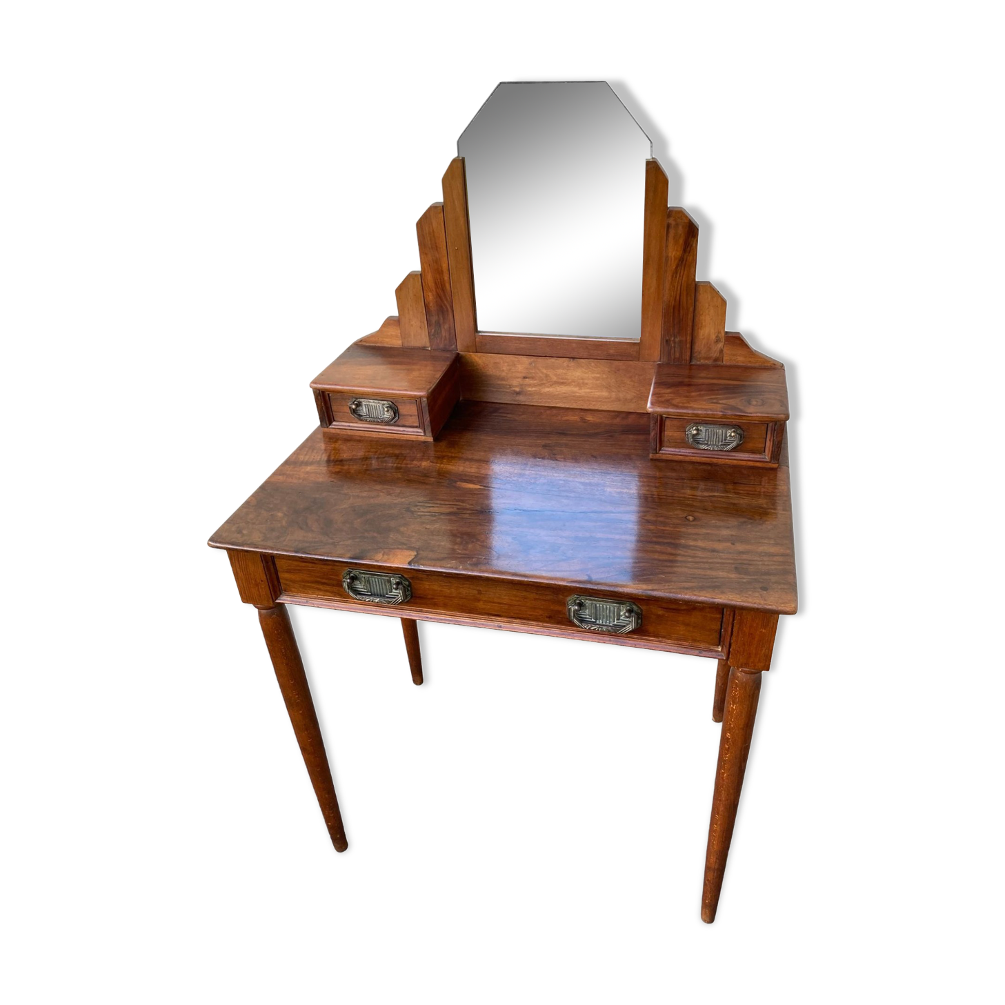 Polished 1930s walnut dressing table