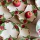 Antique barbotine service with Choisy le Roi apple decorations