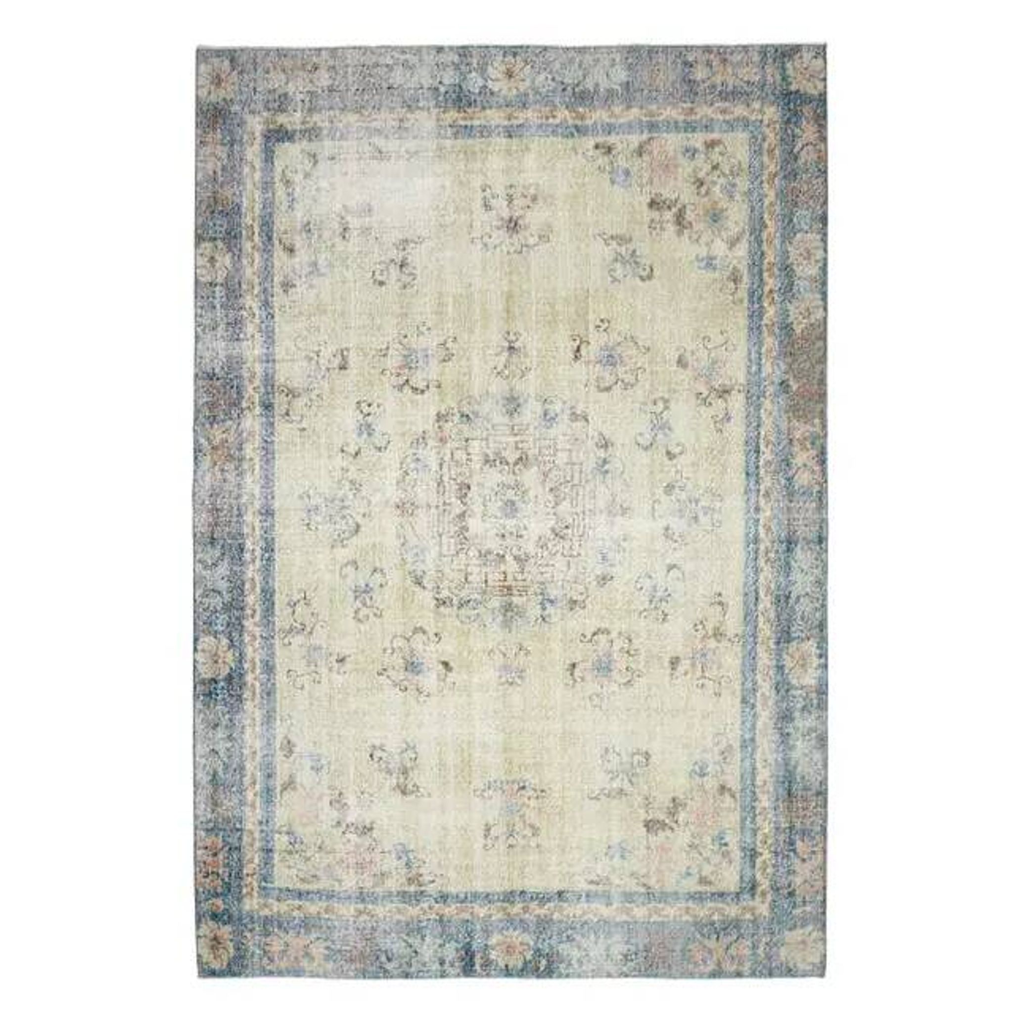 Vintage Turkish Hand-Knotted Wool Cotton Beige Area Rug 230x340