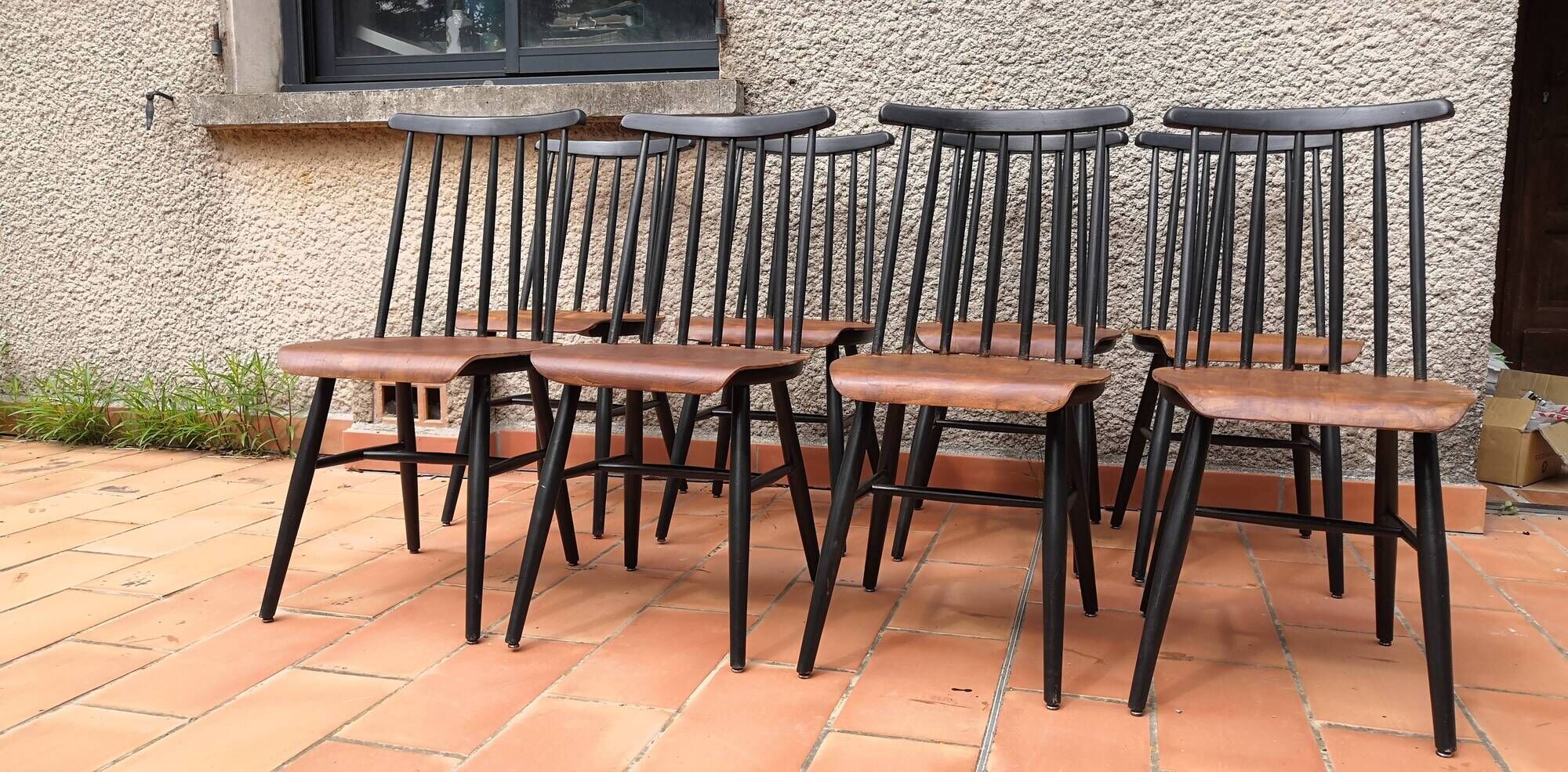 Set of 8 scandinavian chairs fanett Illmari Tapiovaara 1960