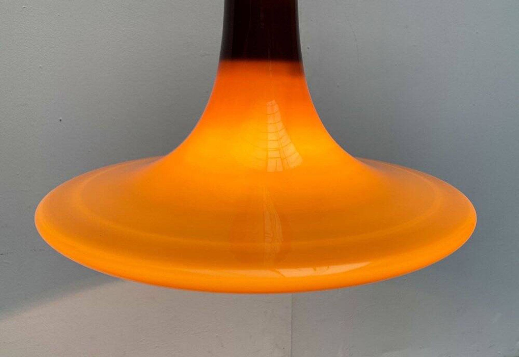 Mid-century glass tulip pendant by Peill & Putzler, 1960s.