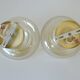 Set Of 2 Vintage Amber Glass Sconces MCM Brass Flush Mount Lights