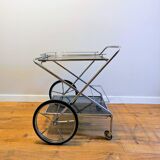 Folding trolley in silver metal